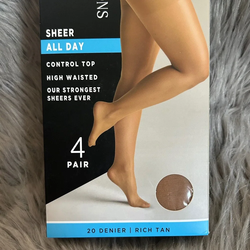 Silk Impressions Sheer Control Top Tights Womens Size XL‎ Rich Tan High Waisted